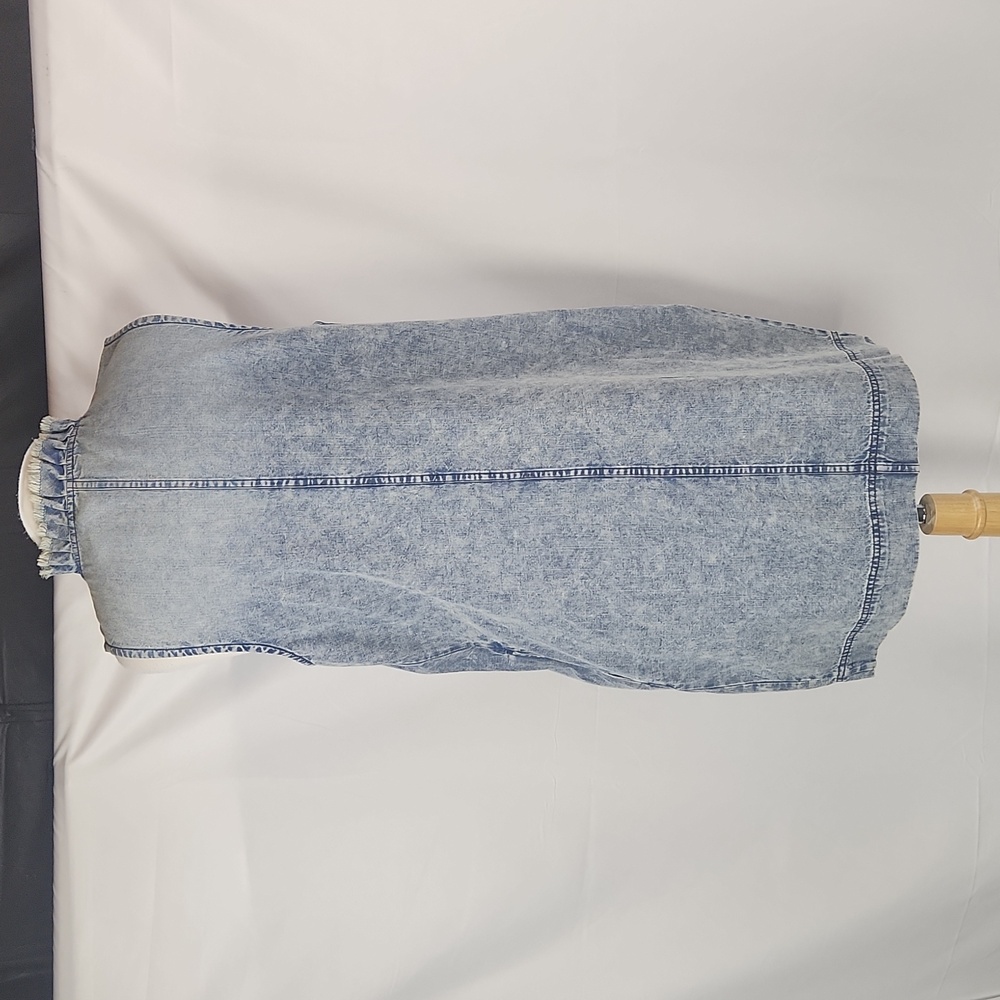 FDJ Acid Wash Chambray Shift Dress Large Sleeveless Coastal Cowgirl Pockets - Picture 3 of 10